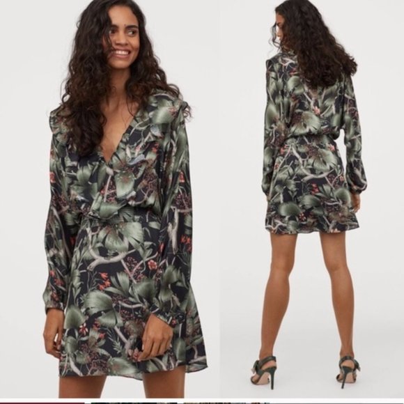 Johanna Ortiz X H&M Collab Tropical Patterned Dress with Flounce Hem Size Medium - Picture 10 of 14